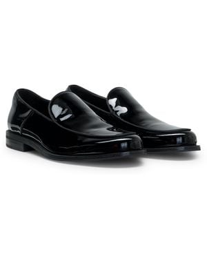 HUGO Slip-On-Loafer Aus Lackleder Mit Logo-Prägung - Schwarz