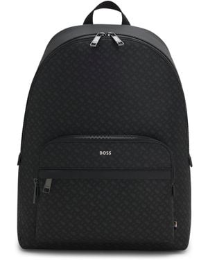 BOSS Monogram Backpack With Foil-Emed Logo - Black
