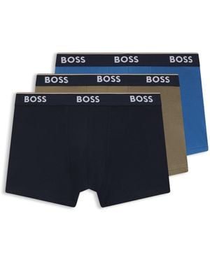 BOSS Three-Pack Of Logo-Waistband Trunks - Blue