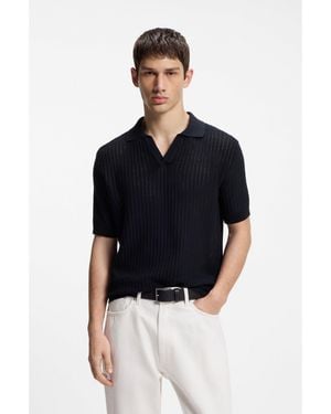HUGO Johnny-Collar Knit Polo - Black