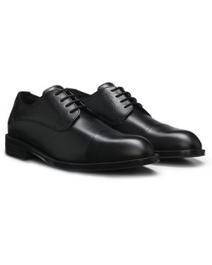 BOSS Zapatos Derby De Piel Granulada Con Refuerzo En La Puntera - Negro