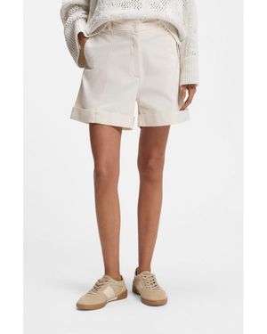 BOSS Stretch-Cotton Shorts With Turn-Up Hems - White
