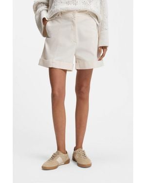 BOSS Stretch-Cotton Shorts With Turn-Up Hems - White