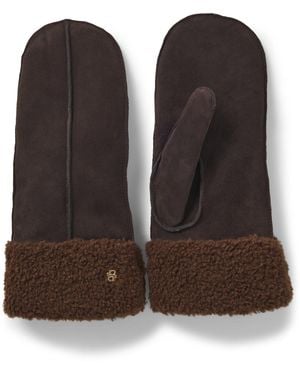 BOSS Fäustlinge Aus Veloursleder Mit Kunstfell-Innenfutter - Braun