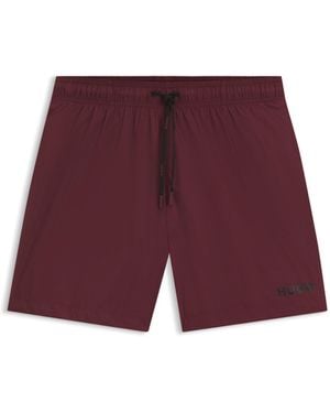 HUGO Fully Lined Swim Shorts With Contrast Logo - Red