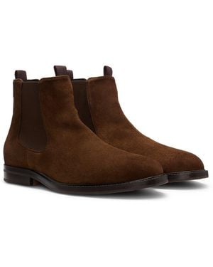 BOSS Dressletic-Enkellaarsjes Met Elastiek Van Suède - Bruin