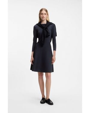 BOSS Patterned Boat-Neck Dress - Blue