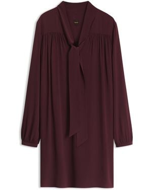 BOSS Tuniekjurk Met Strikkraag Van Crepe De Chine - Paars