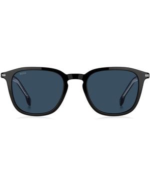 BOSS Zonnebril Van Acetaat Met Zilverkleurige Details - Blauw
