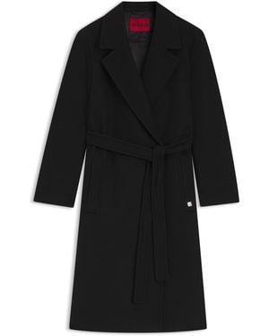 HUGO Regular-Fit Mantel Mit Bindegürtel - Schwarz