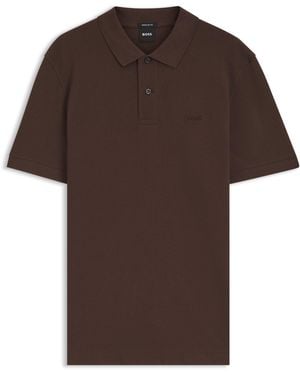 BOSS Pallas Polo De Piqué De Algodón Con Logo Bordado - Marrón