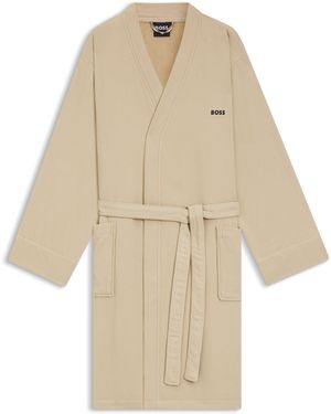 BOSS Ochtendjas Van Katoenen Badstof Met Sneldrogende Binnenkant - Naturel