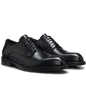 BOSS Derbys Aus Brush-Off-Leder Mit Logo-Prägung - Schwarz