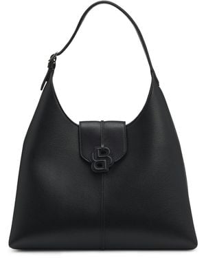 BOSS Bolso Hobo Granulado Con Monograma Double B - Negro