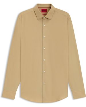 HUGO Slim-Fit Hemd Aus Bügelleichter Baumwoll-Popeline - Natur