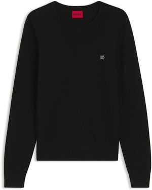 HUGO Jersey De Piqué De Punto Con Logo Apilado Metálico - Negro