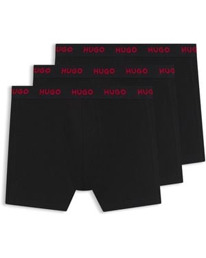 HUGO Three-Pack Regular-Rise Stretch-Cotton Boxer Briefs - Black