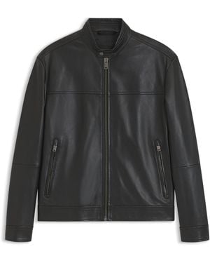 BOSS Veste En Cuir Slim Avec Détails De Motard - Noir
