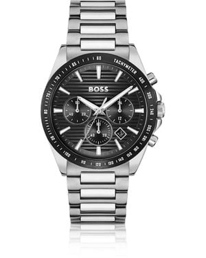 BOSS Strike-Dial Chronograph Watch With H-Link Bracelet - Metallic