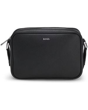 BOSS Crossbody Bag With-Tone Logo Lettering - Black