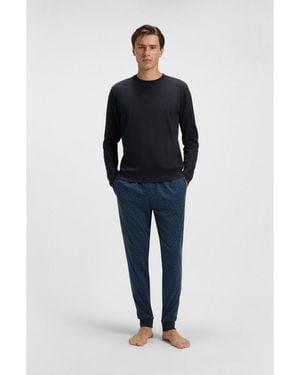 BOSS Cotton Pyjama Set With Monograms And Logos - Blue