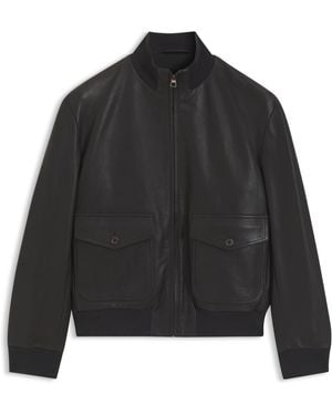 BOSS By Beckham Cazadora De Piel Con Acabados De Punto - Negro