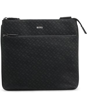 BOSS Monogram Envelope Bag With Foil-Emed Logo - Black