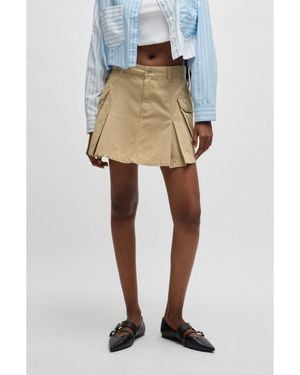 HUGO Pleat-Front Cargo Skirt - Natural