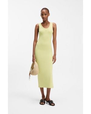 HUGO Cotton-Blend Jersey Midi Dress With Stacked Logo - White