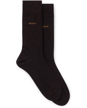 BOSS Cotton Blend Regular-Length Logo Socks - Black