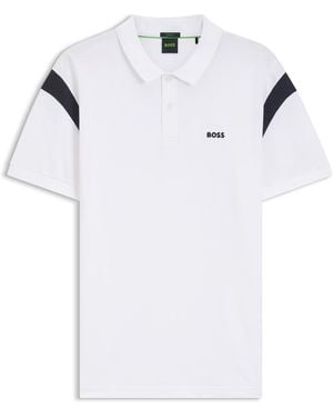 BOSS Paddy-Polo Van Stretchkatoen - Wit