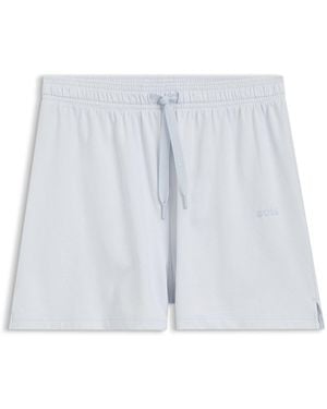 BOSS Pyjamashort Van Stretchkatoen Met Logokoorden - Wit