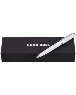 BOSS Stylo à bille en laque blanche brillante avec anneau logoté - Noir