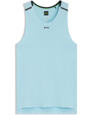 BOSS Active Tanktop Aus Mesh-Jersey Mit Dekorativen Reflektierenden Details - Blau