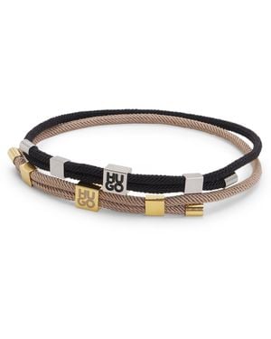 HUGO Zweierpack Kordel-Armbänder Mit Logo-Schmuckteilen - Schwarz