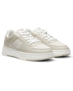 HUGO Sneakers Aus Kunstleder Mit Monogramm-Detail - Weiß