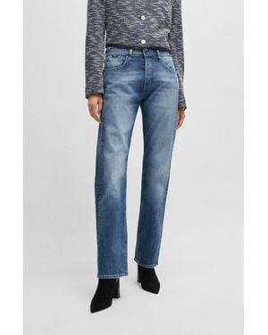 BOSS Straight-fit Jeans In Faded-blue Comfort-stretch Denim