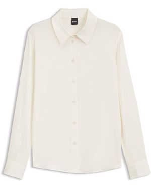 BOSS Blusa De Seda Elástica - Blanco