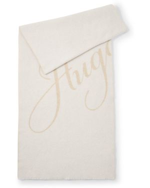 HUGO Wool-Blend Scarf With Logo Jacquard - White