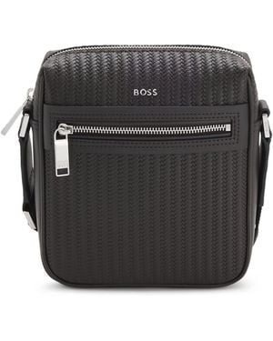 BOSS Reportertas Met Reliëfdessin - Zwart