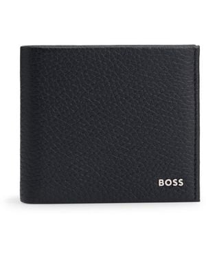 BOSS Grained-Leather Wallet With Metal Logo - Black