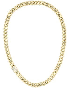 BOSS Tone Textured-Chain Necklace With Monogram Closure - Metallic