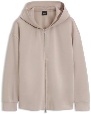 BOSS Loose-Fit Hoodie Van Scuba-Jersey - Naturel