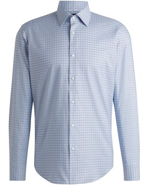 BOSS Kariertes Regular-Fit Hemd Aus Oxford-Stretch-Baumwolle - Blau