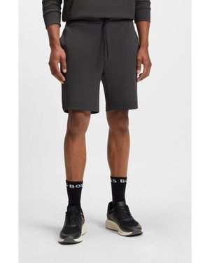 BOSS Cotton-Blend Shorts With Stripe Details - Grey