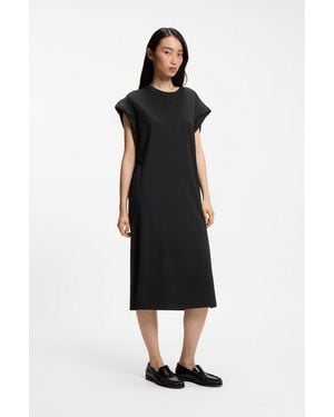 BOSS Cap-Sleeve Jersey Dress With Logo Detail - Black