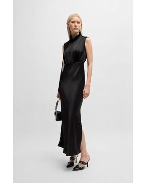 HUGO Tie-Neck Maxi Dress - Black