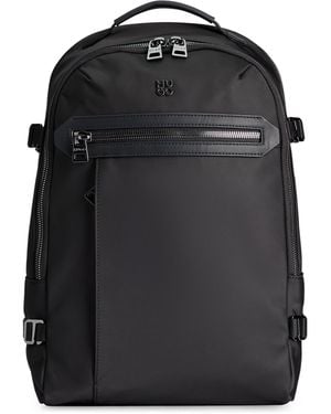 HUGO Grained Mono-Strap Backpack With Stacked Logo in Black
