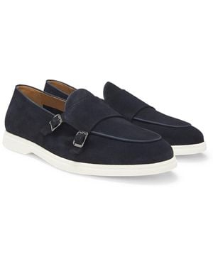 BOSS Suede Monk Shoe With Contrast Outsole - Blue