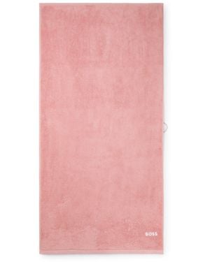 BOSS Toalla De Baño De Algodón Con Logo Bordado En Contraste - Rosa